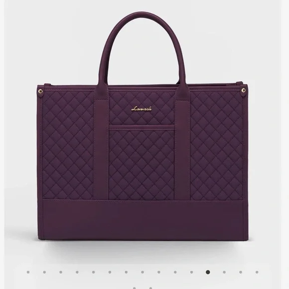 Lovevook Purple Quilted waterproof Laptop Bag with Structured Handles - Picture 1 of 16